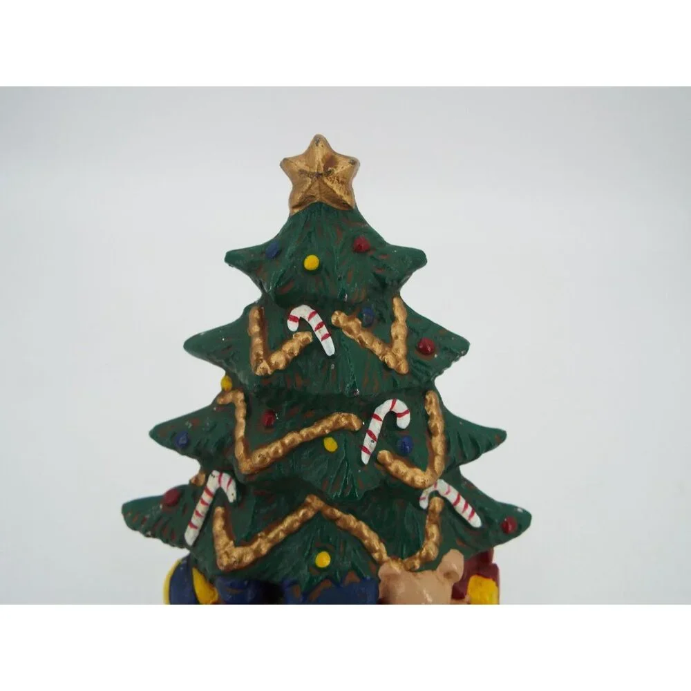 Vintage Cast Iron Christmas Stocking Hanger Tree Train Bear Candy Canes
